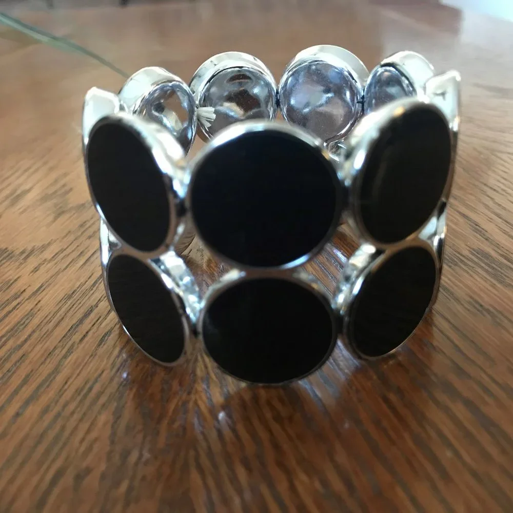 Black & Silver Stretch Statement Bracelet
